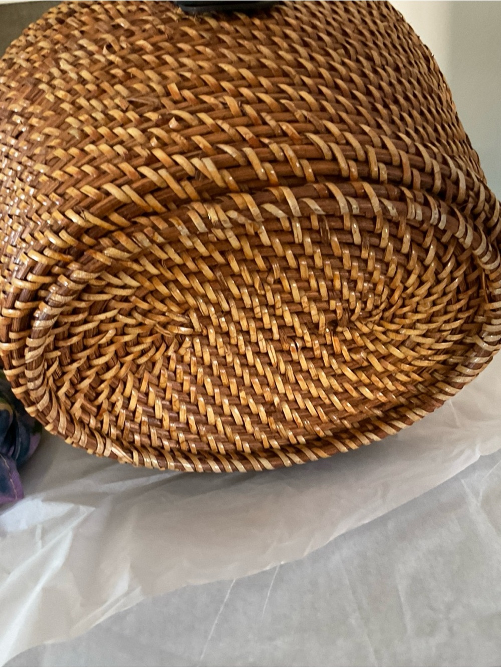 New Patricia Nash Caselle Small Wicker Basket Bag with Leather Trim and scarf - Picture 12 of 13